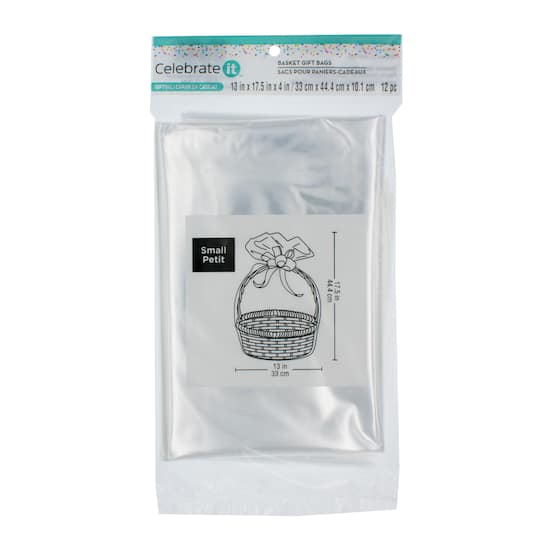 12 Packs: 12 ct. (144 total) Clear Basket Gift Bags by Celebrate It